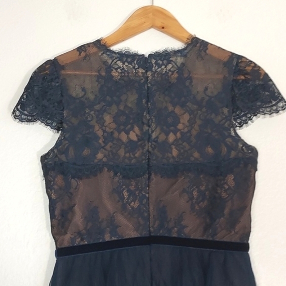 NEW Marchesa Notte Lace Ruffle Dress Teal Aqua Size 6 - Picture 7 of 16